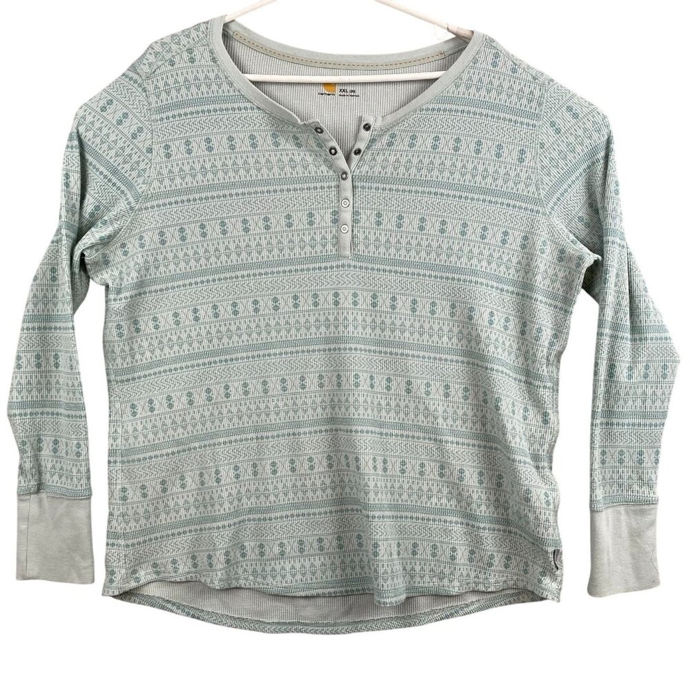 Carhartt Womens Henley Shirt XXL Waffle Knit With Snap Buttons Long Sleeve